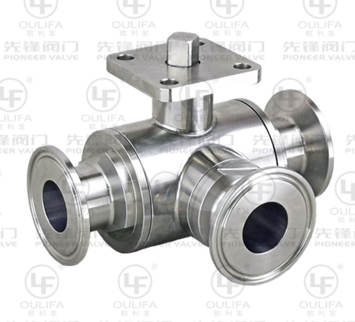 Sanitary Tri-Clamp 3-Way Ball Valve Food Processing